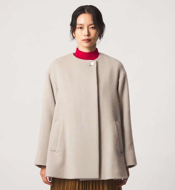 UNITED ARROWS green label relaxing「［size SHORTあり］アンゴラビーバー ミドルコート」|ノーカラーコート|