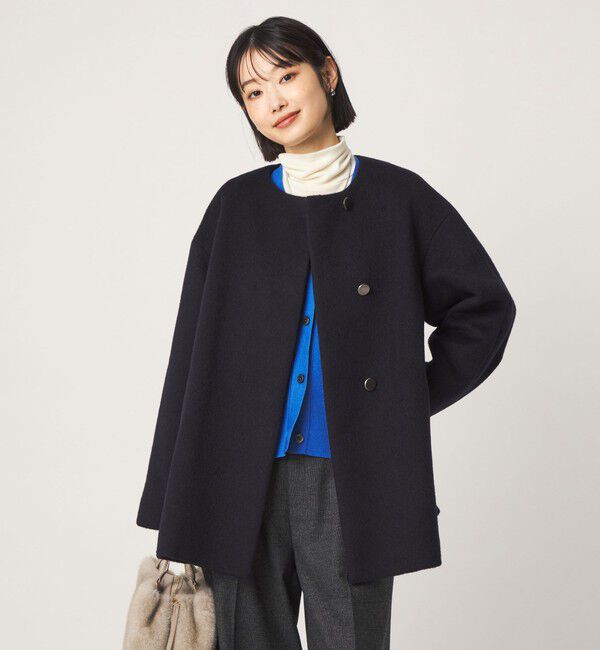 UNITED ARROWS green label relaxing「［size SHORTあり］アンゴラビーバー ミドルコート」|ノーカラーコート|