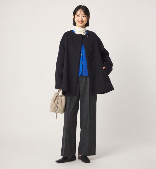 UNITED ARROWS green label relaxing「［size SHORTあり］アンゴラビーバー ミドルコート」|ノーカラーコート|
