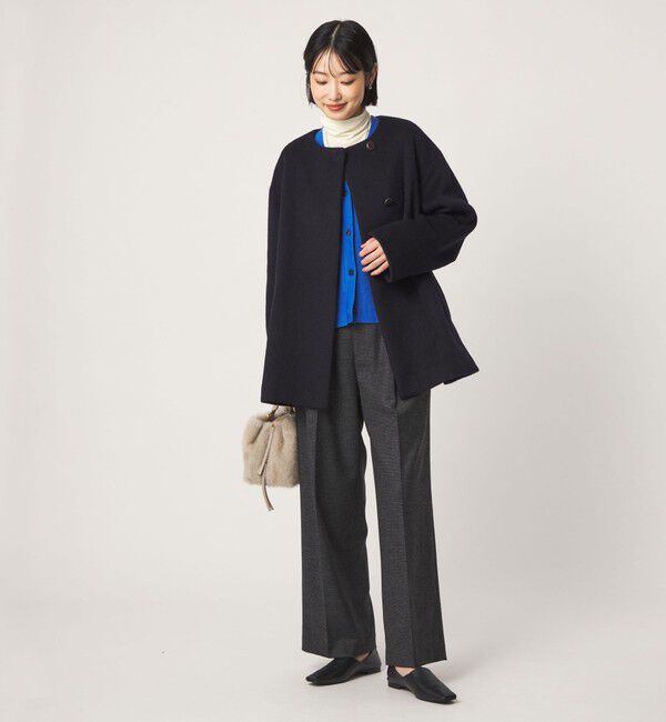 UNITED ARROWS green label relaxing「［size SHORTあり］アンゴラビーバー ミドルコート」|ノーカラーコート|