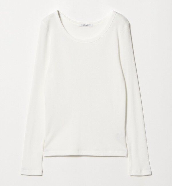 BEAUTY&YOUTH UNITED ARROWS「コットンリブ クルーネック ロングスリーブ」|Tシャツ・カットソー|OFF WHITE
