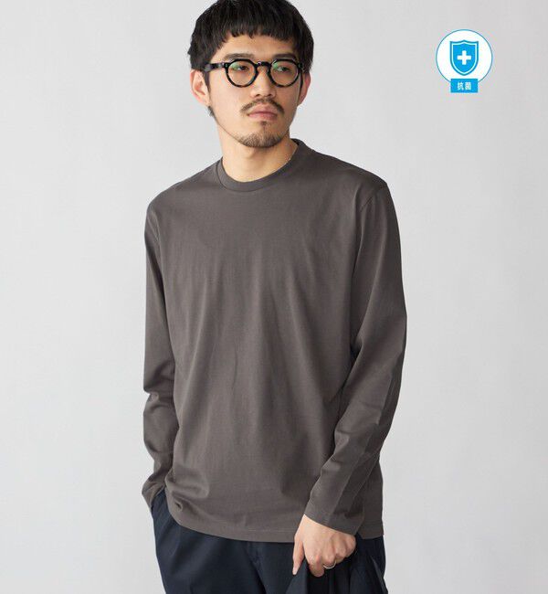 SHIPS「【WEB限定】SHIPS:〈手洗い可能/抗菌/防臭〉シルケット ビズ クルーネック ロングスリーブ」|Tシャツ・カットソー|チャコールグレー