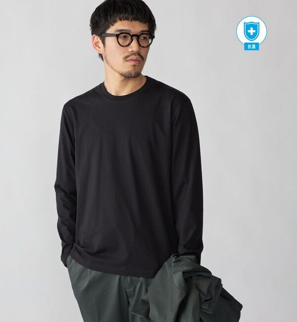 SHIPS「【WEB限定】SHIPS:〈手洗い可能/抗菌/防臭〉シルケット ビズ クルーネック ロングスリーブ」|Tシャツ・カットソー|ブラック