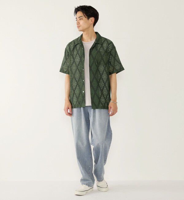SHIPS Colors 「【WEB限定】SHIPS Colors:レース ジャカード オープンカラー シャツ◇」|シャツ・ブラウス|