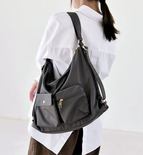 quaranciel「〈撥水加工〉3WAY ナイロン リュック / ショルダーバッグ（A4対応）」|ショルダー・メッセンジャー|