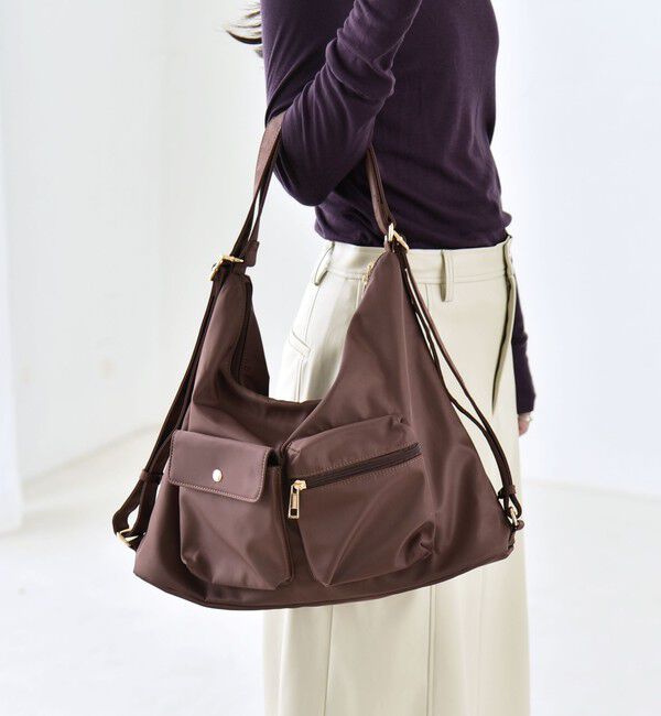 quaranciel「〈撥水加工〉3WAY ナイロン リュック / ショルダーバッグ（A4対応）」|ショルダー・メッセンジャー|