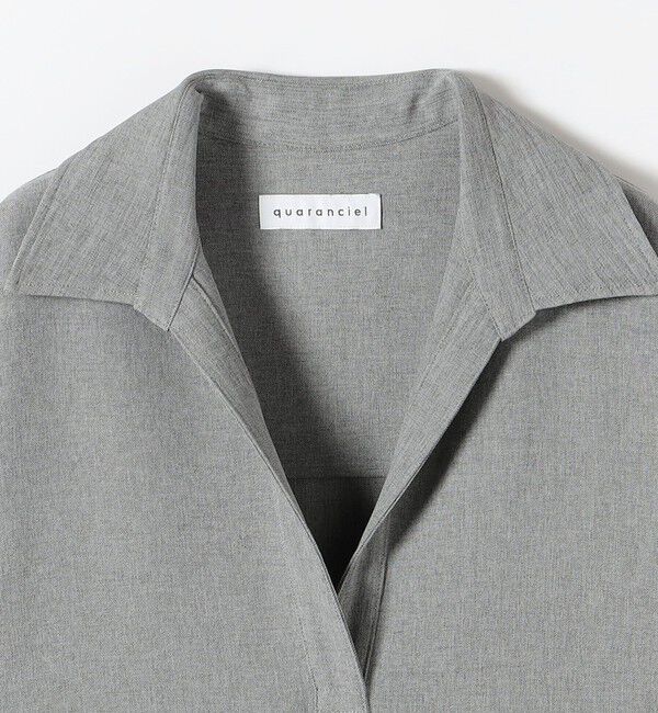 quaranciel「〈洗濯機可能〉ウールライク Vネック スキッパー シャツ & ワイド パンツ セットアップ」|ワンピース|