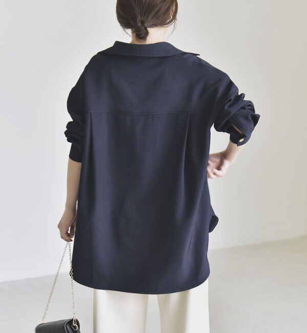 quaranciel「〈洗濯機可能〉ウールライク Vネック スキッパー シャツ & ワイド パンツ セットアップ」|ワンピース|
