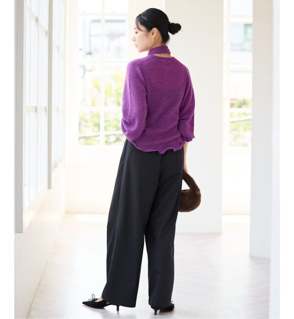 IENA「ウールMIXタックワイドパンツ」|スラックス|