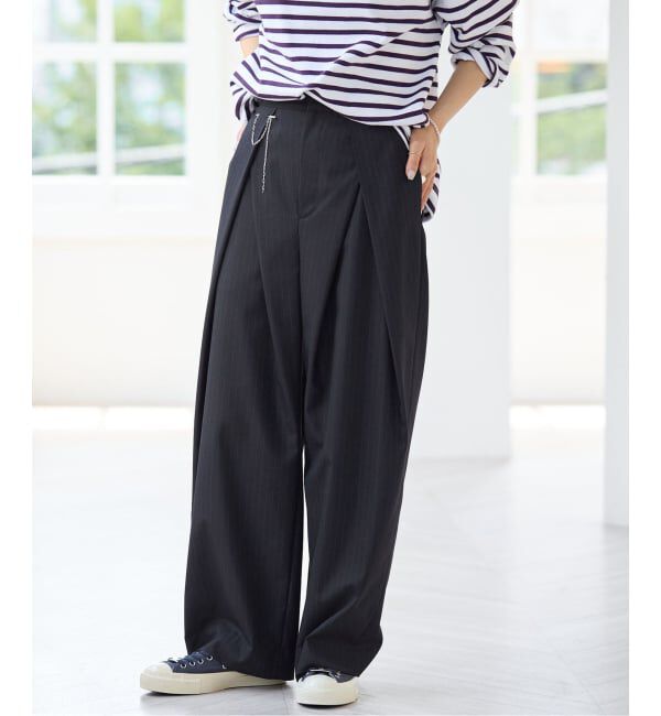 IENA「ウールMIXタックワイドパンツ」|スラックス|