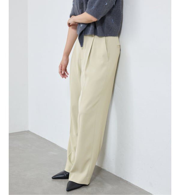 IENA「ストレッチツイルセミワイドパンツ」|スラックス|