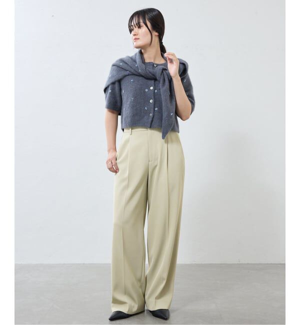 IENA「ストレッチツイルセミワイドパンツ」|スラックス|