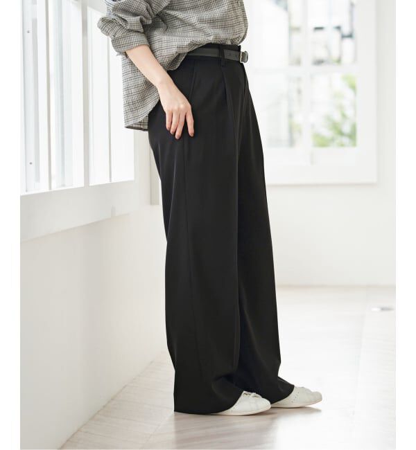 IENA「ストレッチツイルセミワイドパンツ」|スラックス|