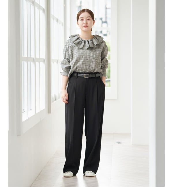 IENA「ストレッチツイルセミワイドパンツ」|スラックス|