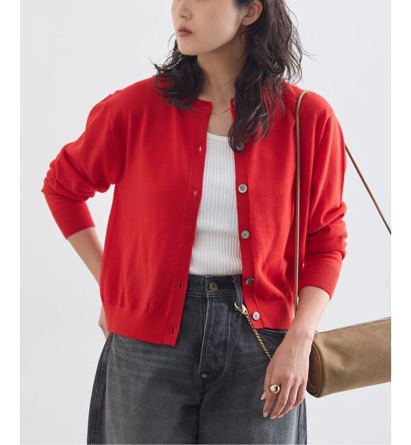journal standard L'essage「《手洗い可》CASHWOOLエクストラファインメリノ カーディガン」|カーディガン|レッド