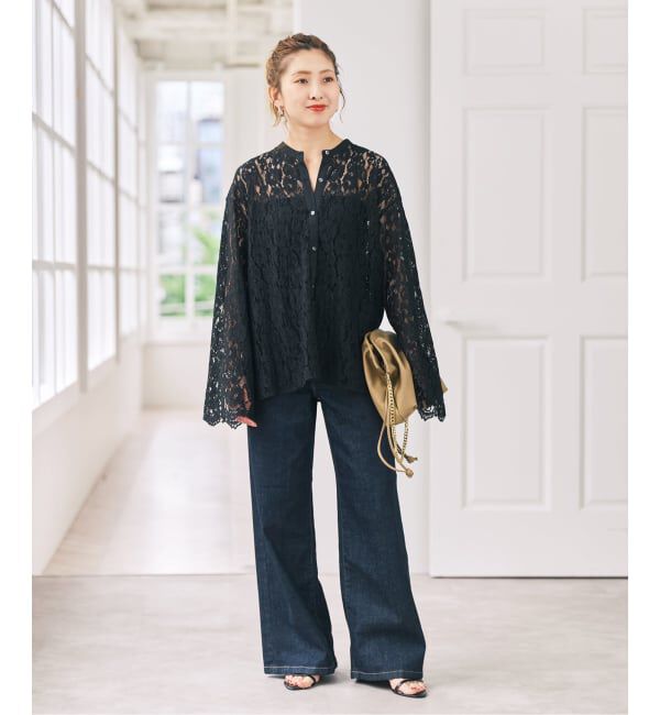 Spick and Span「バンドカラーレースシャツ」|シャツ・ブラウス|