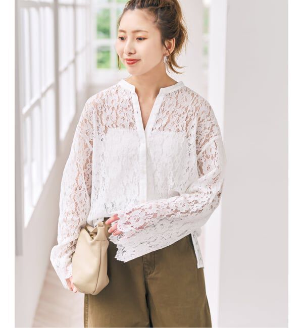 Spick and Span「バンドカラーレースシャツ」|シャツ・ブラウス|