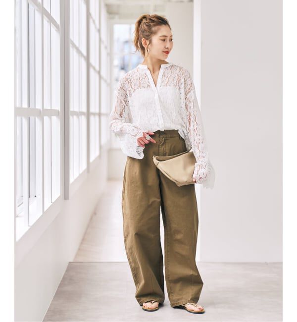 Spick and Span「バンドカラーレースシャツ」|シャツ・ブラウス|
