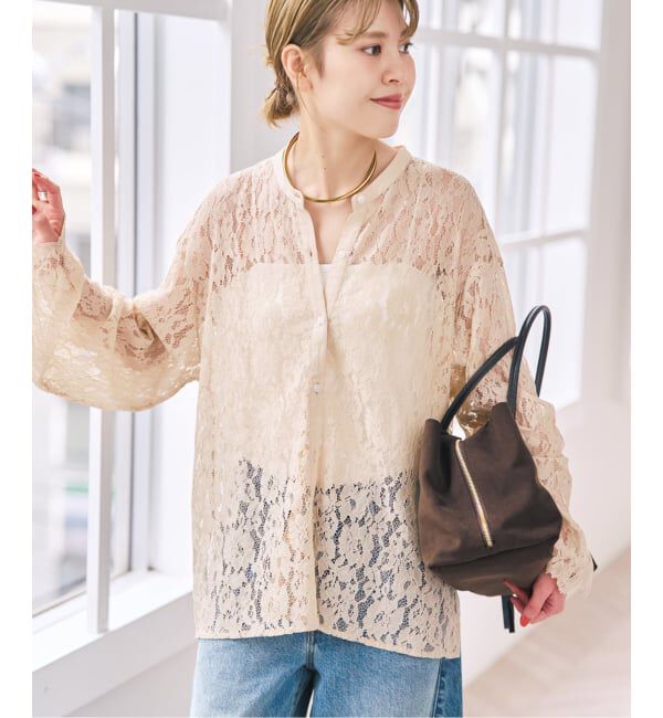 Spick and Span「バンドカラーレースシャツ」|シャツ・ブラウス|