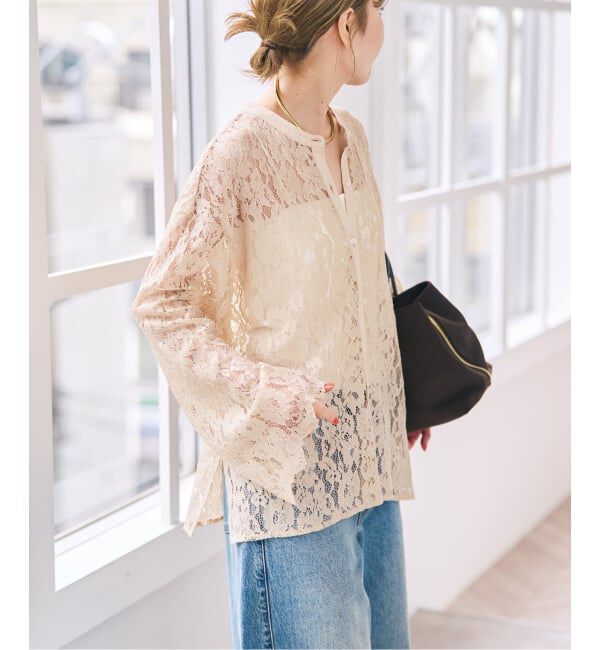 Spick and Span「バンドカラーレースシャツ」|シャツ・ブラウス|