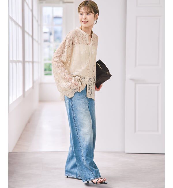Spick and Span「バンドカラーレースシャツ」|シャツ・ブラウス|