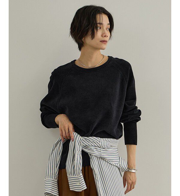 SALON adam et rope'「【CreamyCotton （クリーミーコットン）】クロップドプルオーバー / セットアップ対応」|ニット・セーター|ブラック(01)
