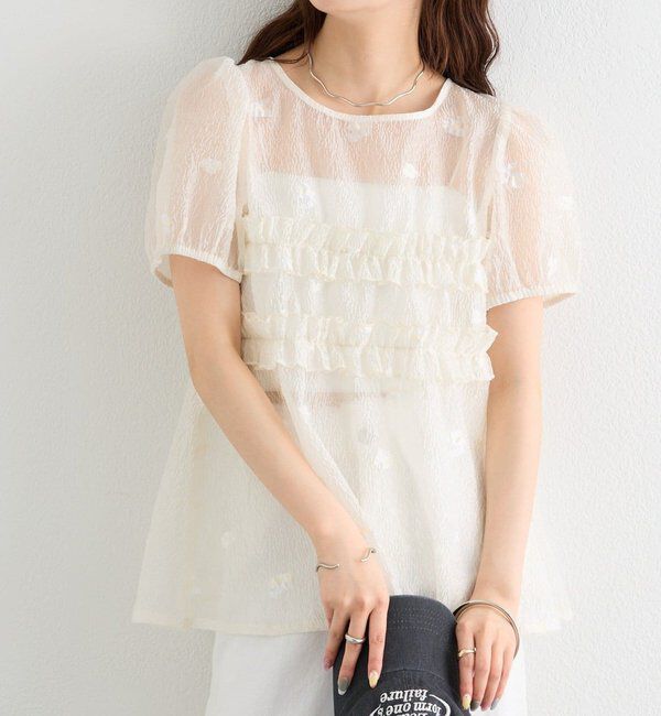  「オーガンジーフラワーブラウス」|シャツ・ブラウス|