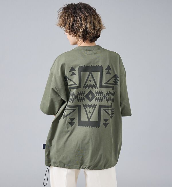 ABAHOUSE「【PENDLETON/ペンドルトン】カルキュロ バックプリント 半袖Tシャツ /」|Tシャツ・カットソー|カーキ