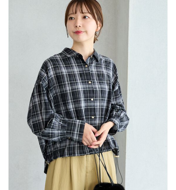  「裾ドロストチェックシャツ」|シャツ・ブラウス|