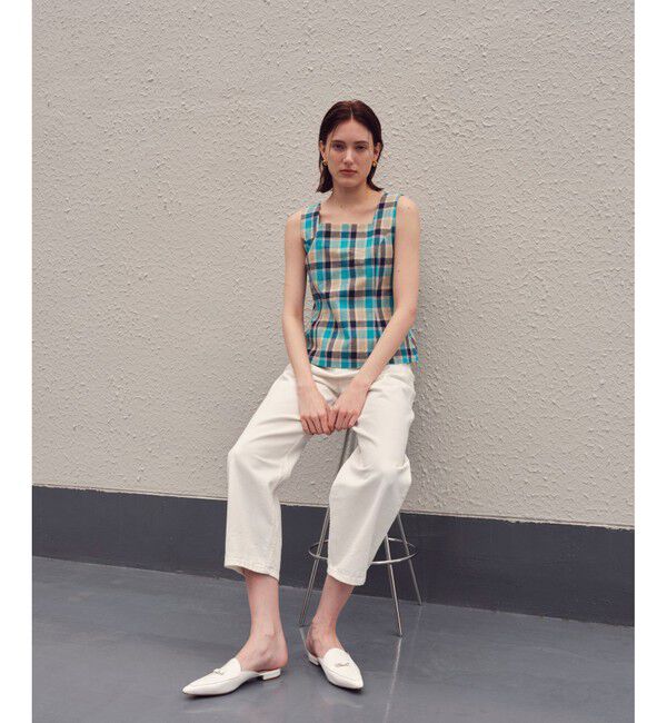 allureville「【セットアップ対応可能】チェックスクエアスリーブレスプルオーバー」|シャツ・ブラウス|