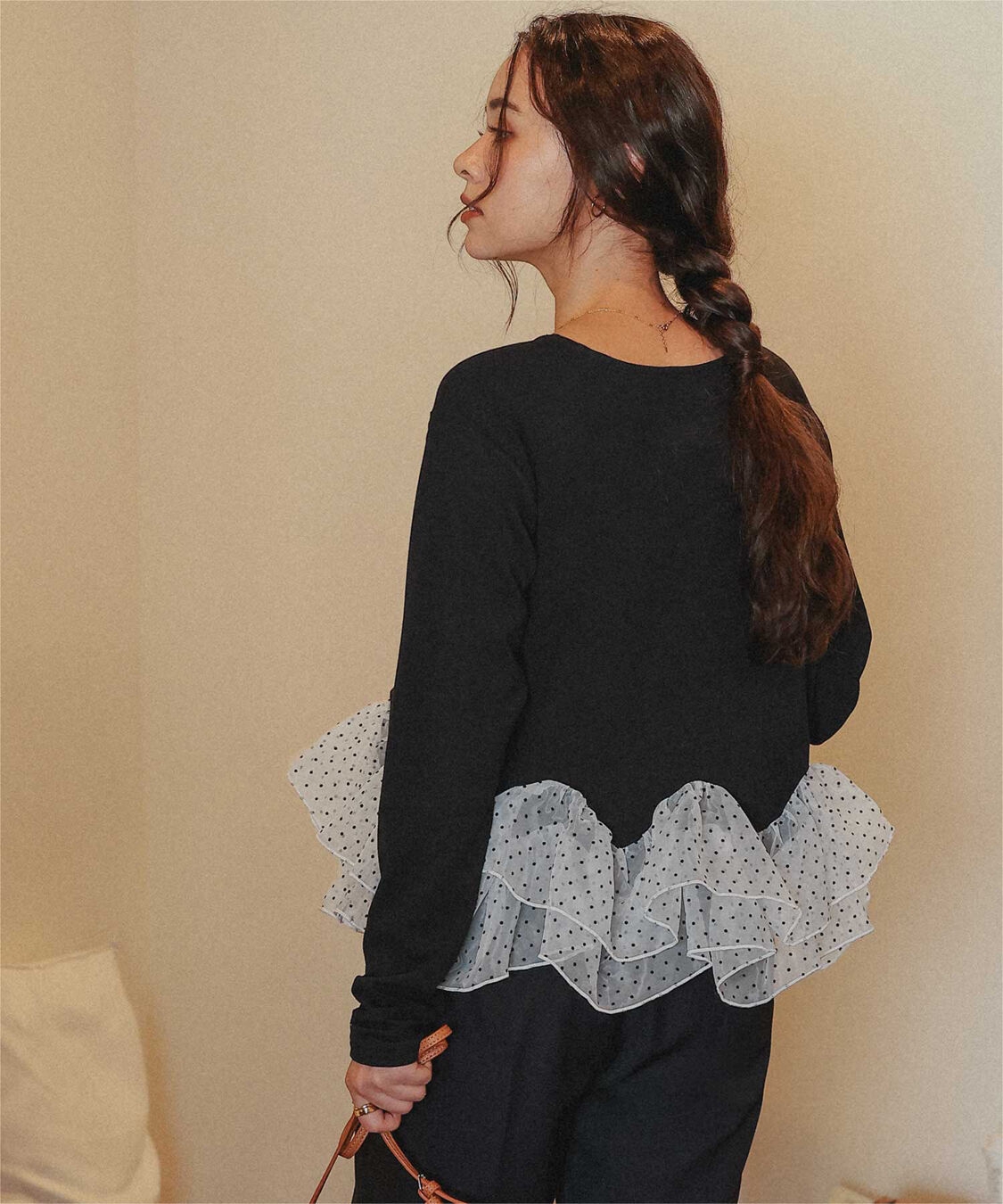 titivate「裏起毛ウェーブフリル長袖トップス」|Tシャツ・カットソー|