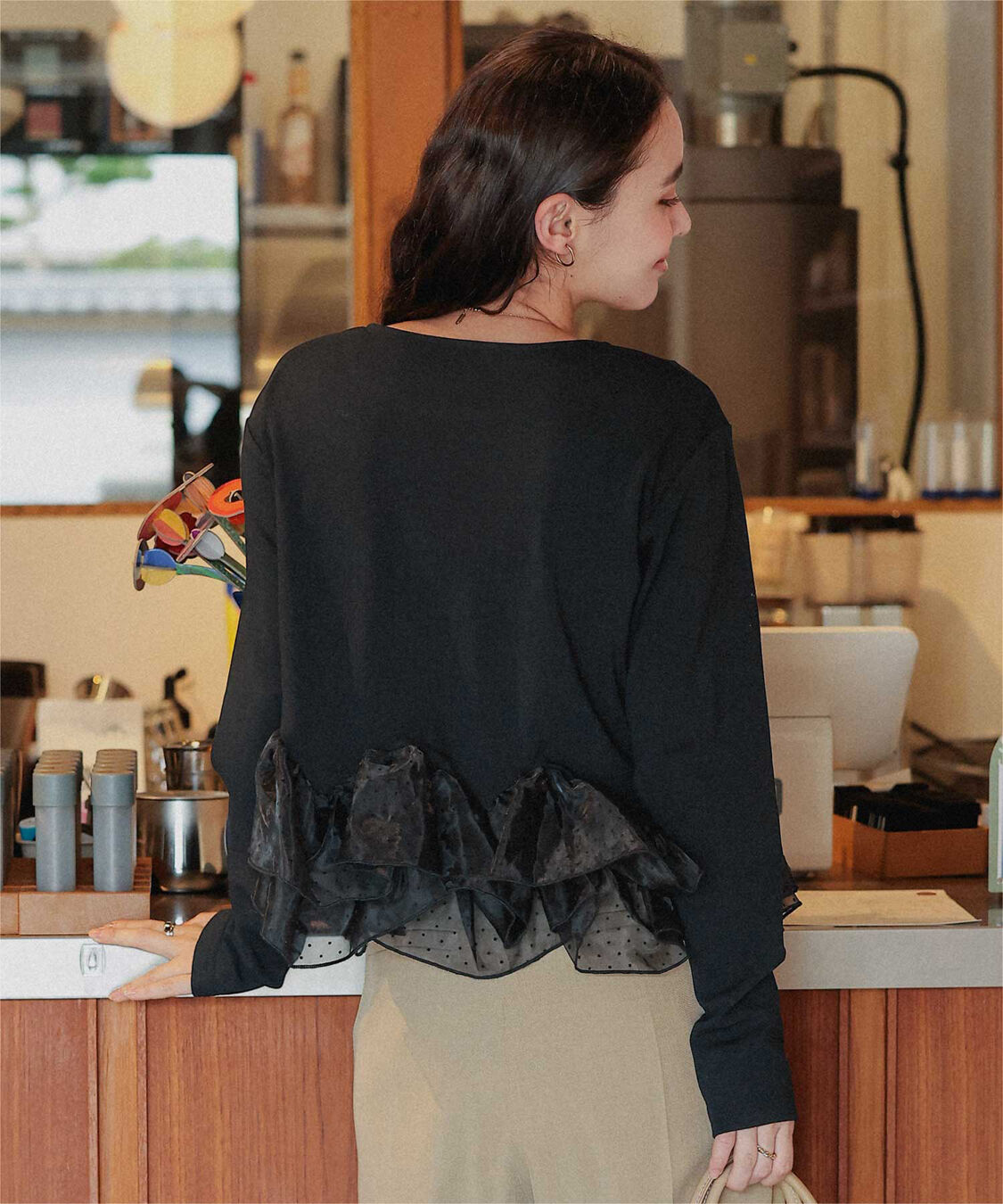 titivate「裏起毛ウェーブフリル長袖トップス」|Tシャツ・カットソー|