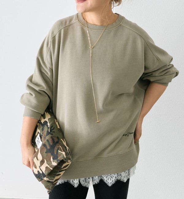  「【WEB限定】裏毛チュニックスウェット」|プルオーバー|ベージュ