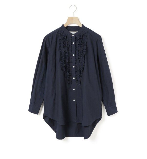 MidiUmi「MidiUmi フロントフリルシャツ」|シャツ・ブラウス|ネイビー