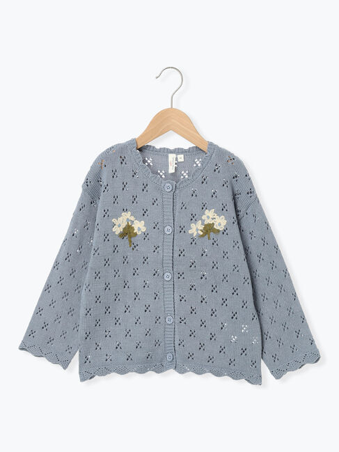 Samansa Mos2 Lagom「花刺繍ニットカーディガン」|カーディガン|