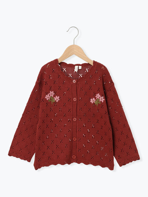 Samansa Mos2 Lagom「花刺繍ニットカーディガン」|カーディガン|ブラウン