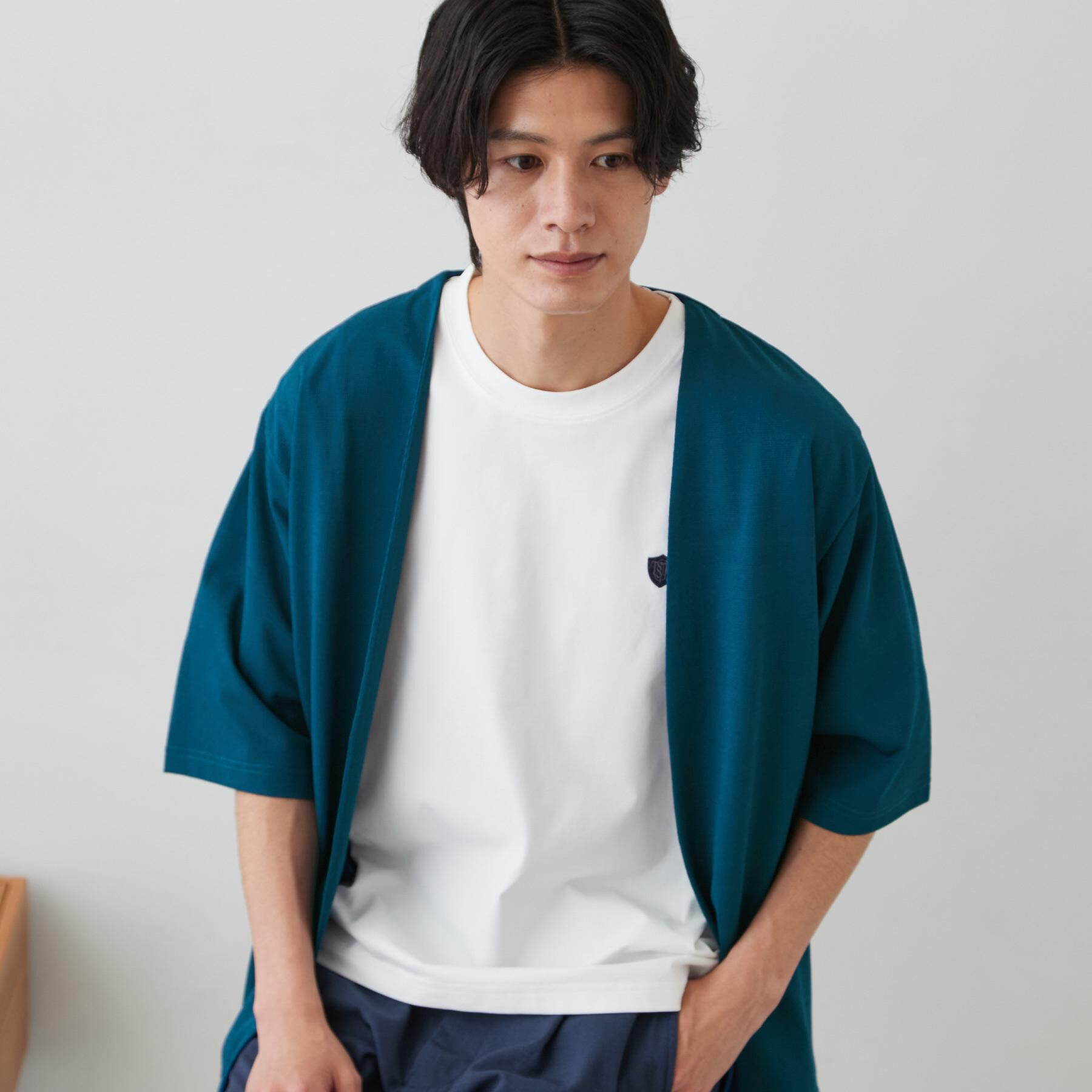 THE SHOP TK「メッシュ五分袖カーディガン＋半袖Tシャツ セットアイテム 洗濯機OK」|カーディガン|ブルーグリーン(09