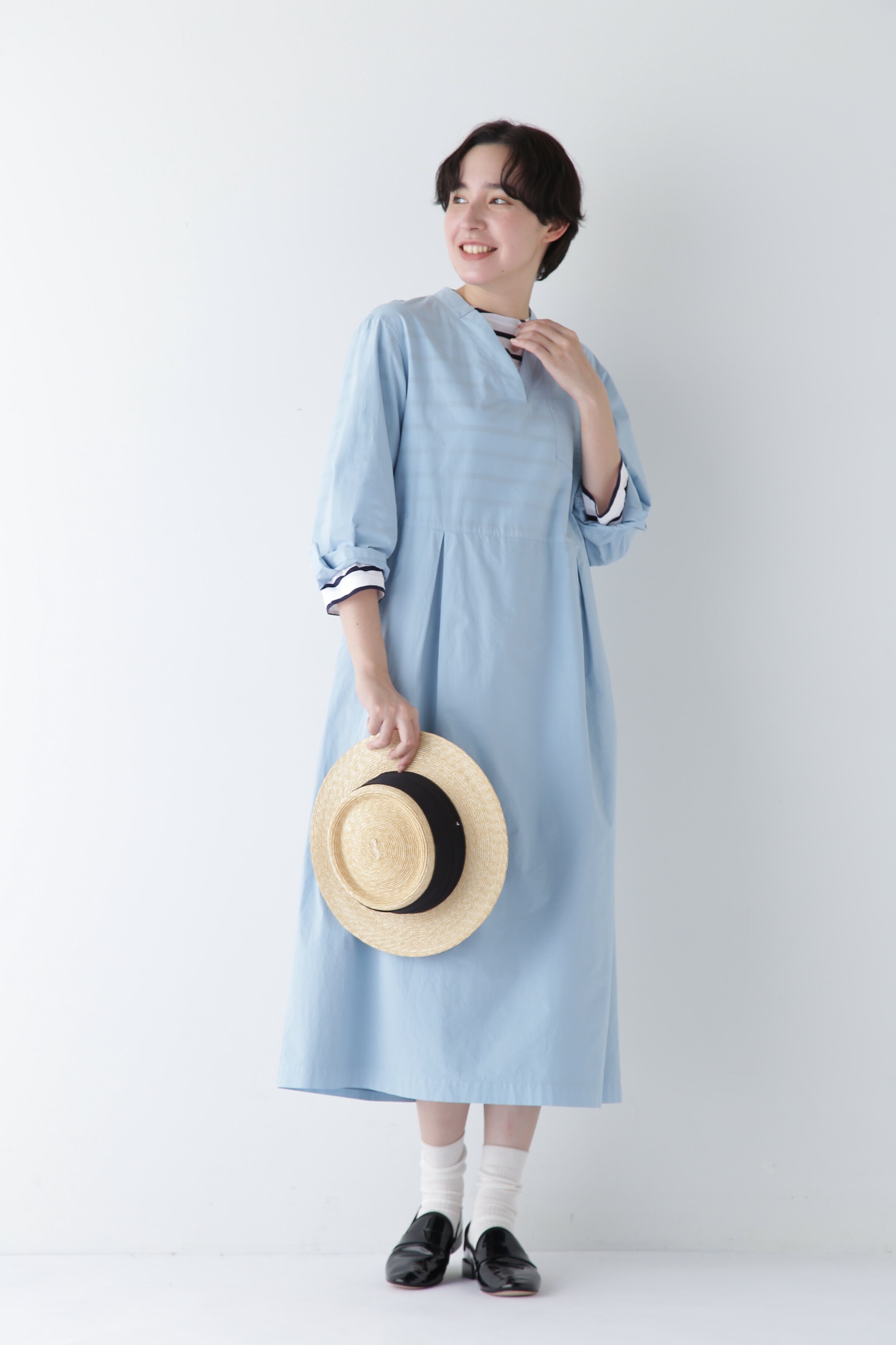  「◆製品染め刻み衿ワンピース」|ワンピース|