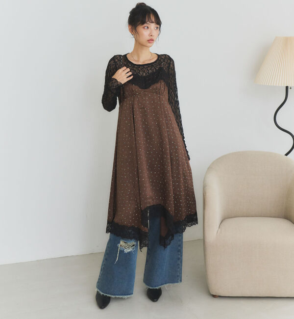 archives「花柄イレヘムミディキャミワンピース」|ワンピース|BROWN