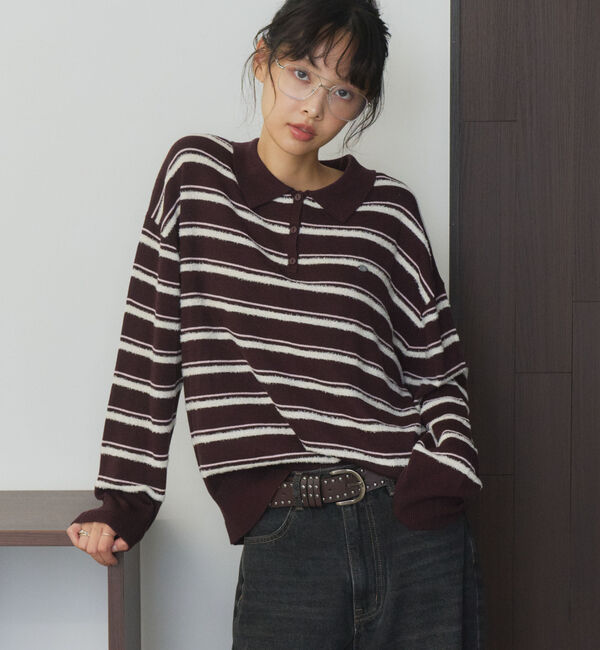 archives「マルチボーダールースポロニットＰＯ」|ニット・セーター|BROWN