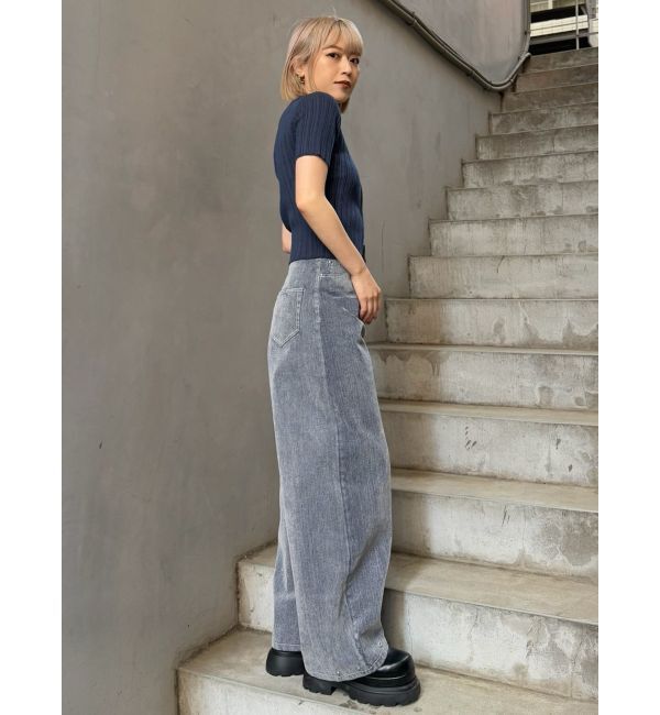 MURUA「フロッキーバレルレッグデニム」|デニム|