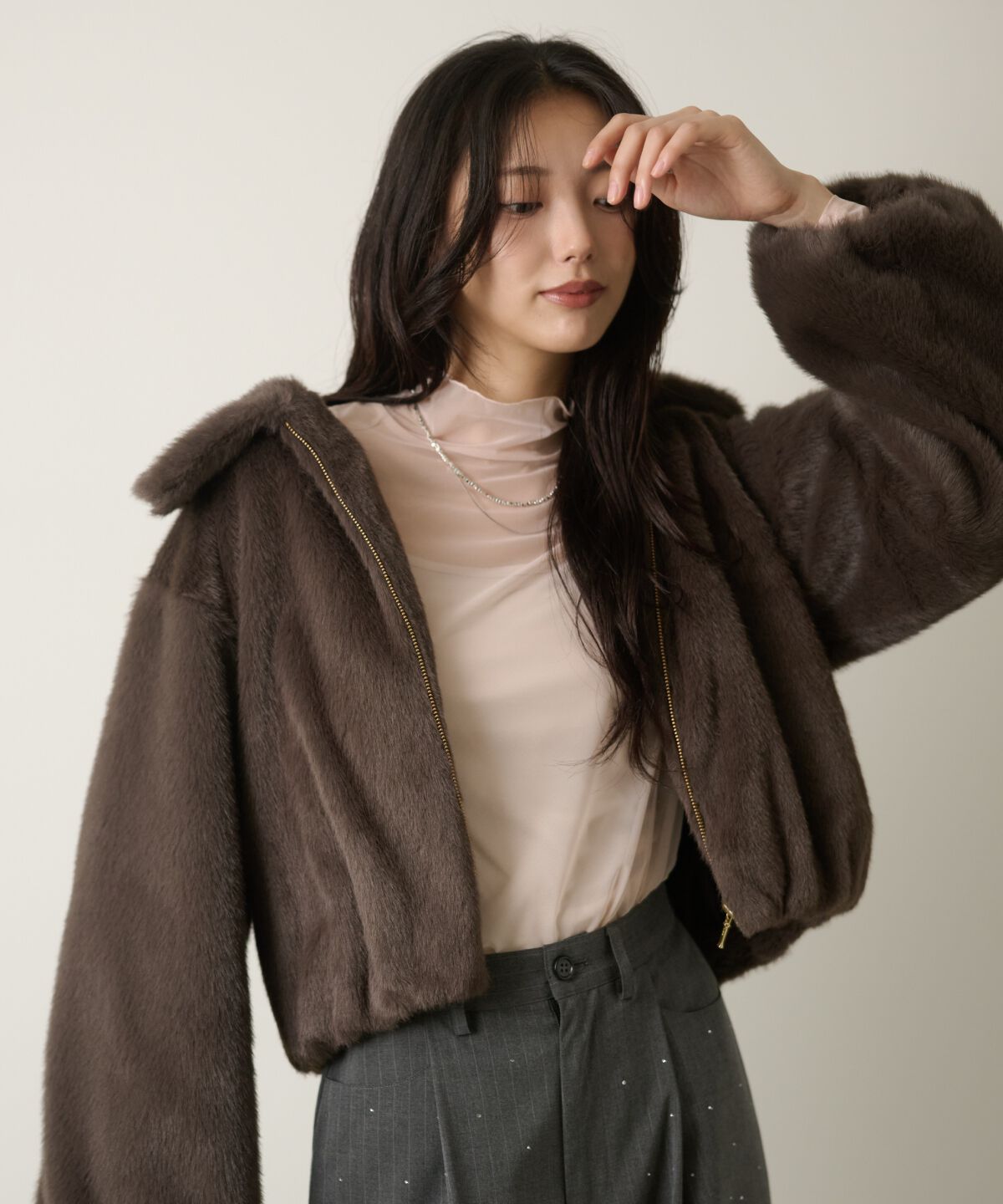 アンドクチュール「インナーキャミ付きシアートップス」|Tシャツ・カットソー|