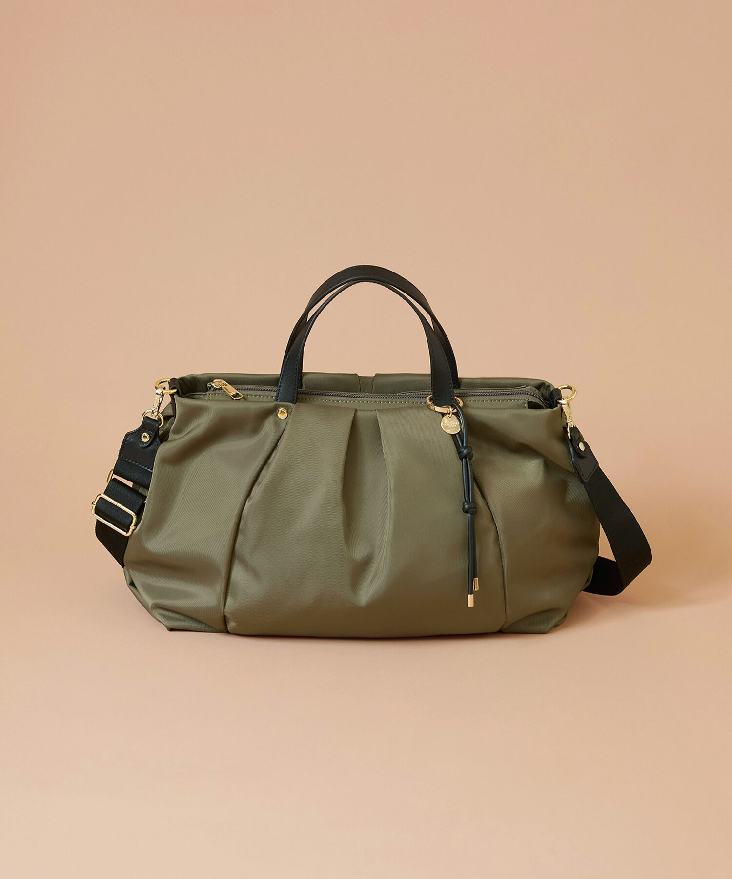 TOPKAPI TREASURE「【TREASURE TOPKAPI】Lien リヤン タックシルエット 2WAY トートバッグ  / 軽量 / A4対応」|ショルダー・メッセンジャー|カーキ