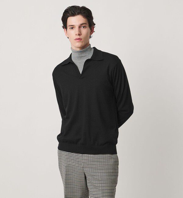 UNITED ARROWS「アルパカ/ウール スキッパー ニット」|ニット・セーター|BLACK