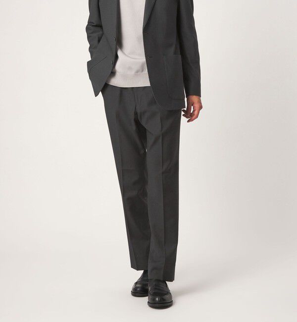 UNITED ARROWS green label relaxing「TWPU サキソニー スタンダード スラックス -ストレッチ・ウエストアジャスター-」|スラックス|DK.GRAY
