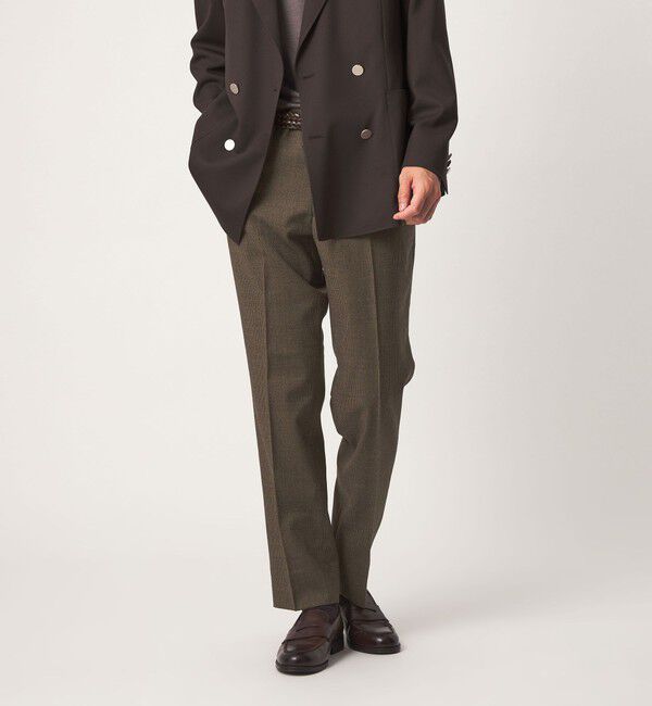 UNITED ARROWS green label relaxing「TWPU サキソニー スタンダード スラックス -ストレッチ・ウエストアジャスター-」|スラックス|DK.BROWN