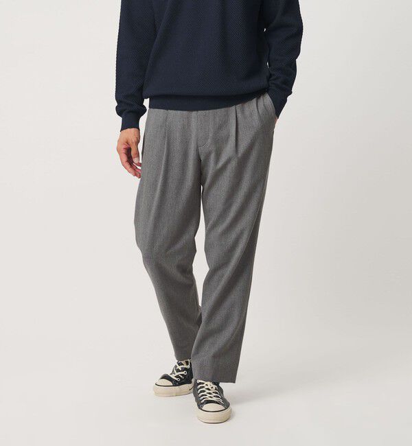 BEAUTY&YOUTH UNITED ARROWS「ウール 1プリーツ テーパード イージー パンツ NO.5 ストレッチ」|チノ|