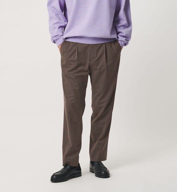 BEAUTY&YOUTH UNITED ARROWS「ウール 1プリーツ テーパード イージー パンツ NO.5 ストレッチ」|チノ|