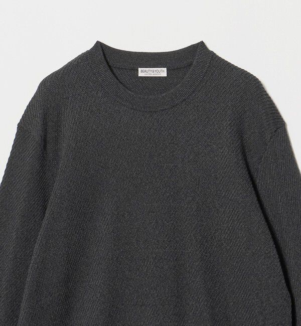 BEAUTY&YOUTH UNITED ARROWS「ガスコットン ツイル アゼ クルーネック ニット」|ニット・セーター|