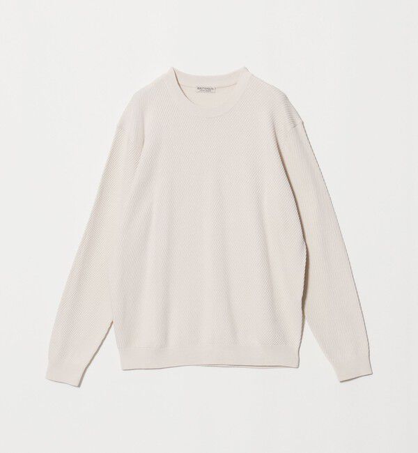 BEAUTY&YOUTH UNITED ARROWS「ガスコットン ツイル アゼ クルーネック ニット」|ニット・セーター|